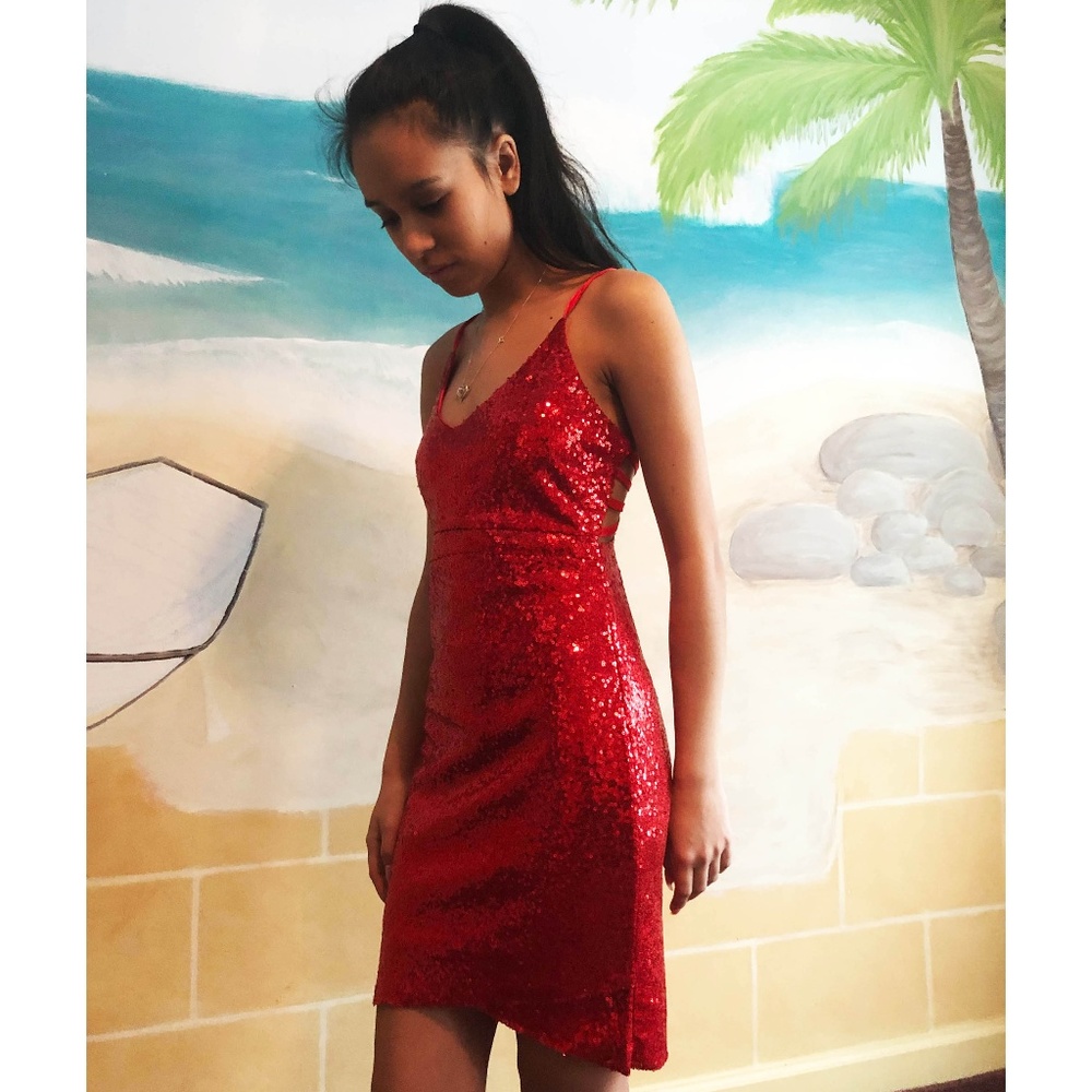 New! Hot! Red! Hot! Sequined Dress!